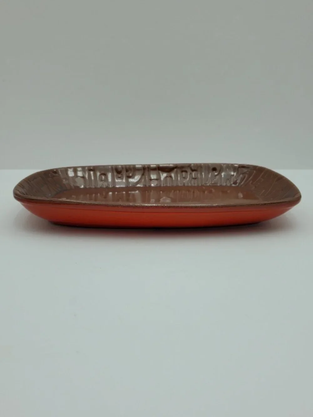 Frankoma Pottery 7PS Mayan Aztec Coffee Brown Serving Trays Snack Plates